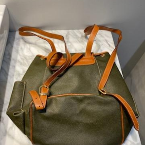 Babe Didrikson green and brown leather backpack - Picture 4 of 6